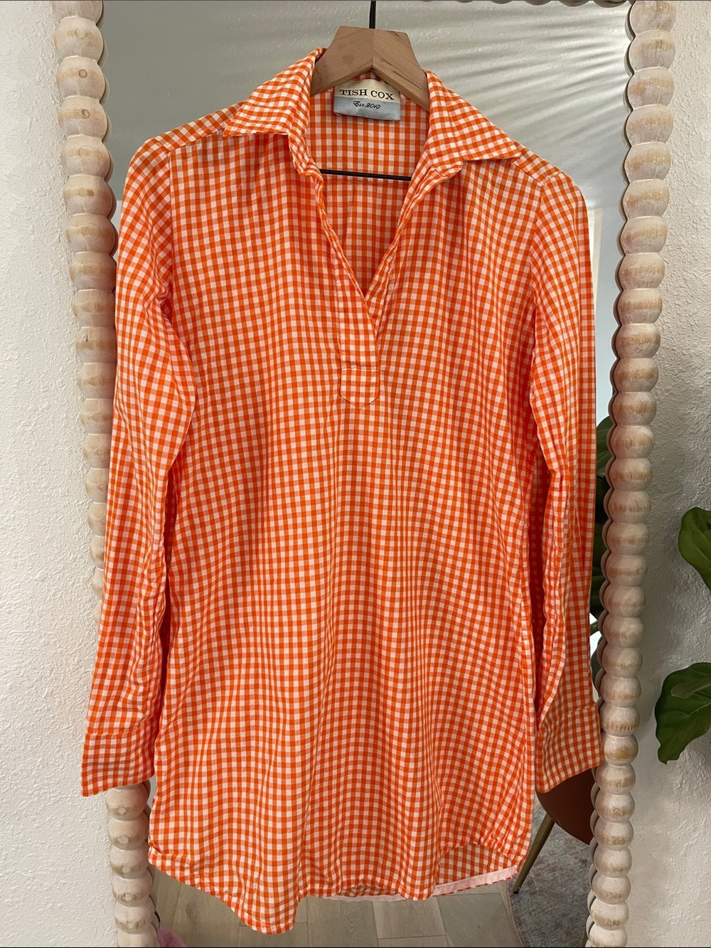 Tish Cox Orange Gingham Tunic Top